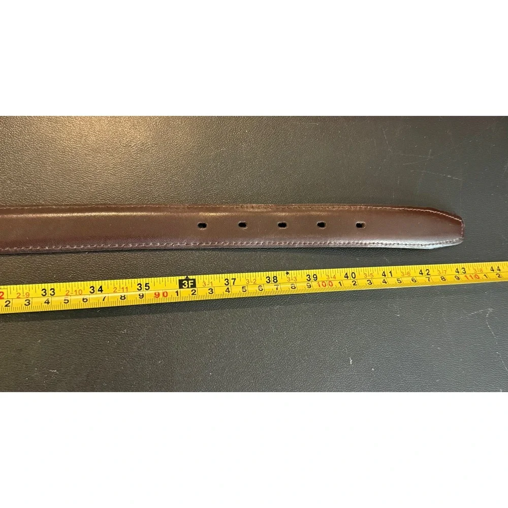 Mens Size 38 Leather Belt Brown‎ Gold Buckle Made in USA Career Preppy Western